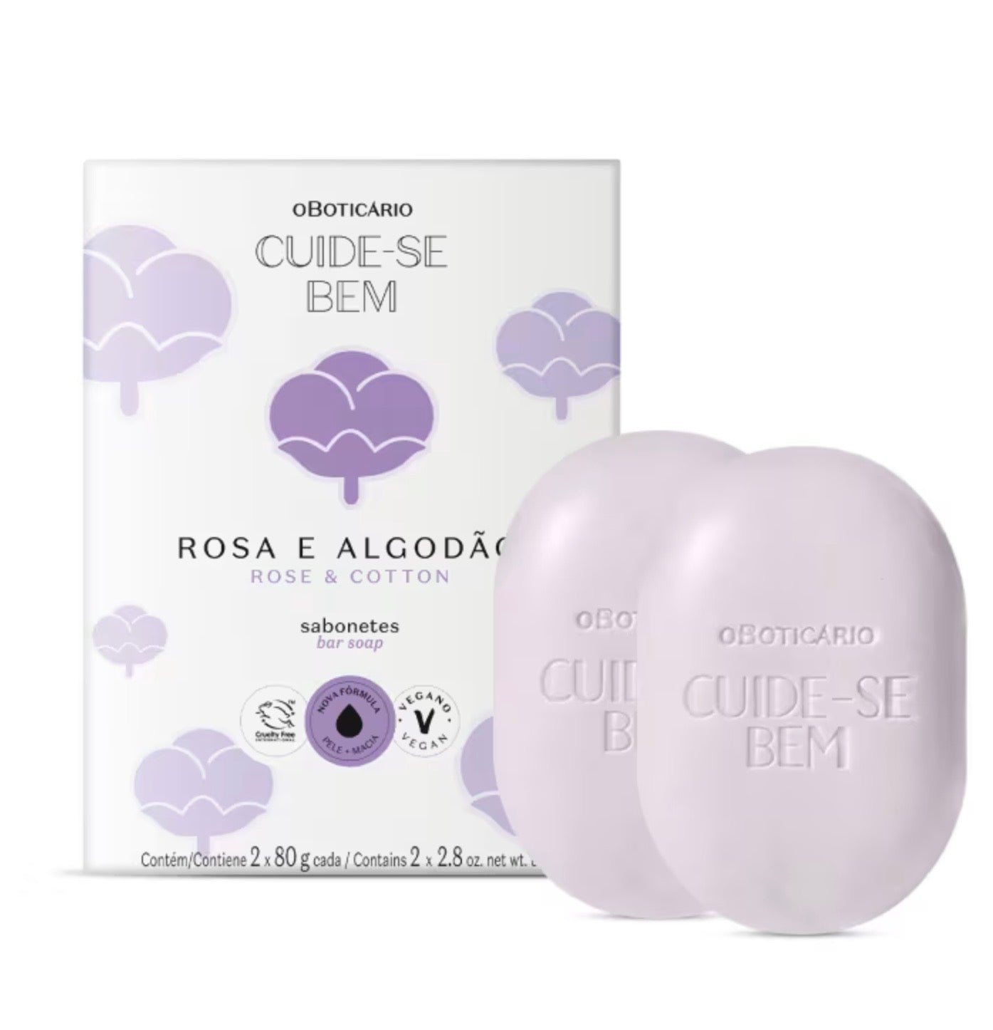 Sabonetes Cuide-se Bem Rosa e Algodão 2x80g Cada