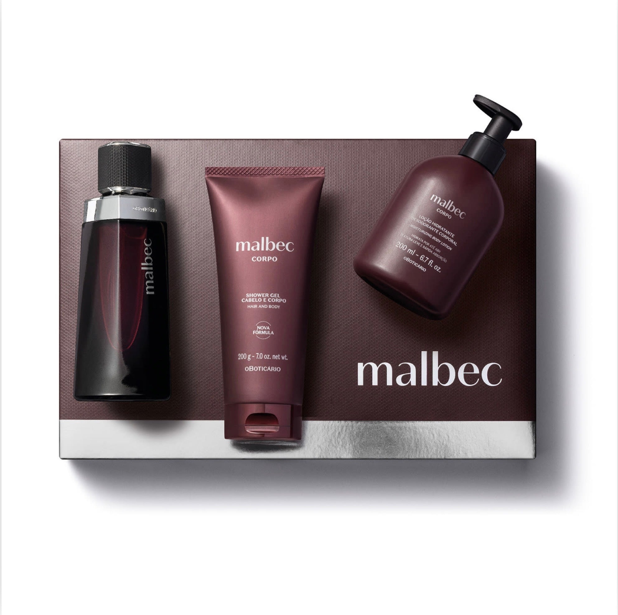 O Boticário Malbec Kit Presente Clássico 3 itens Masculino