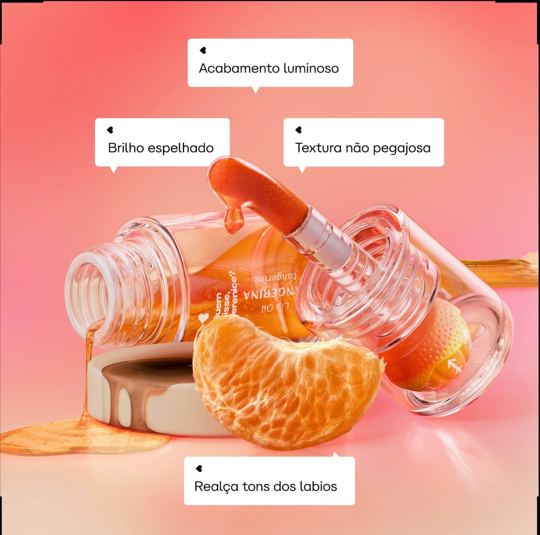 Lip Oil Coral Cuide-se Bem Tangerina Quem Disse Berenice? 3,5ml
