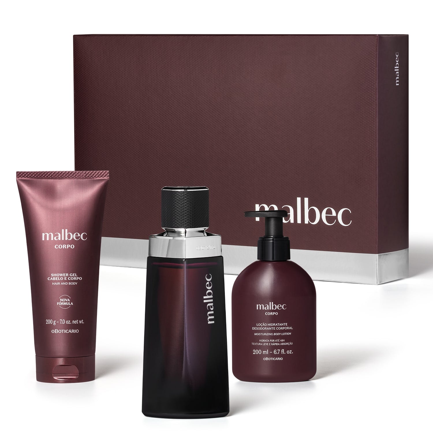 O Boticário Malbec Kit Presente Clássico 3 itens Masculino