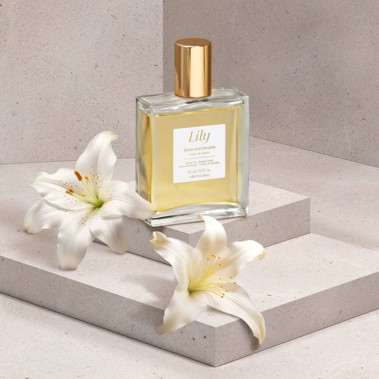 O Boticário Lily Óleo Acetinado Multifuncional Corpo e Cabelo 50ml Feminino