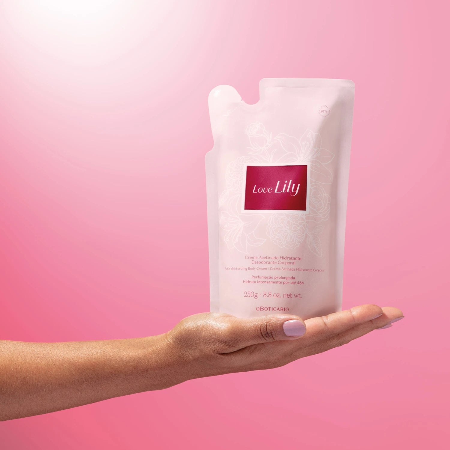 O Boticário Lily Love Creme Hidratante Corporal Acetinado Refil 250g Feminino
