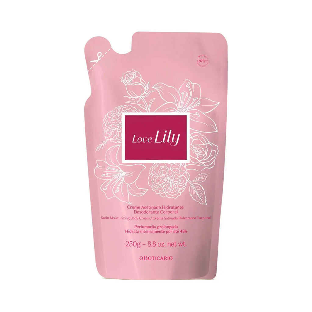 O Boticário Lily Love Creme Hidratante Corporal Acetinado Refil 250g Feminino