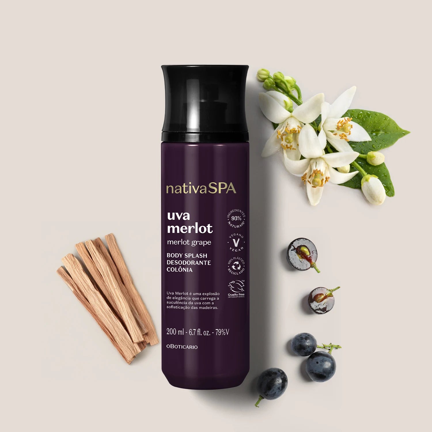 O Boticário Nativa SPA Body Splash Desodorante Colônia Uva Merlot 200ml