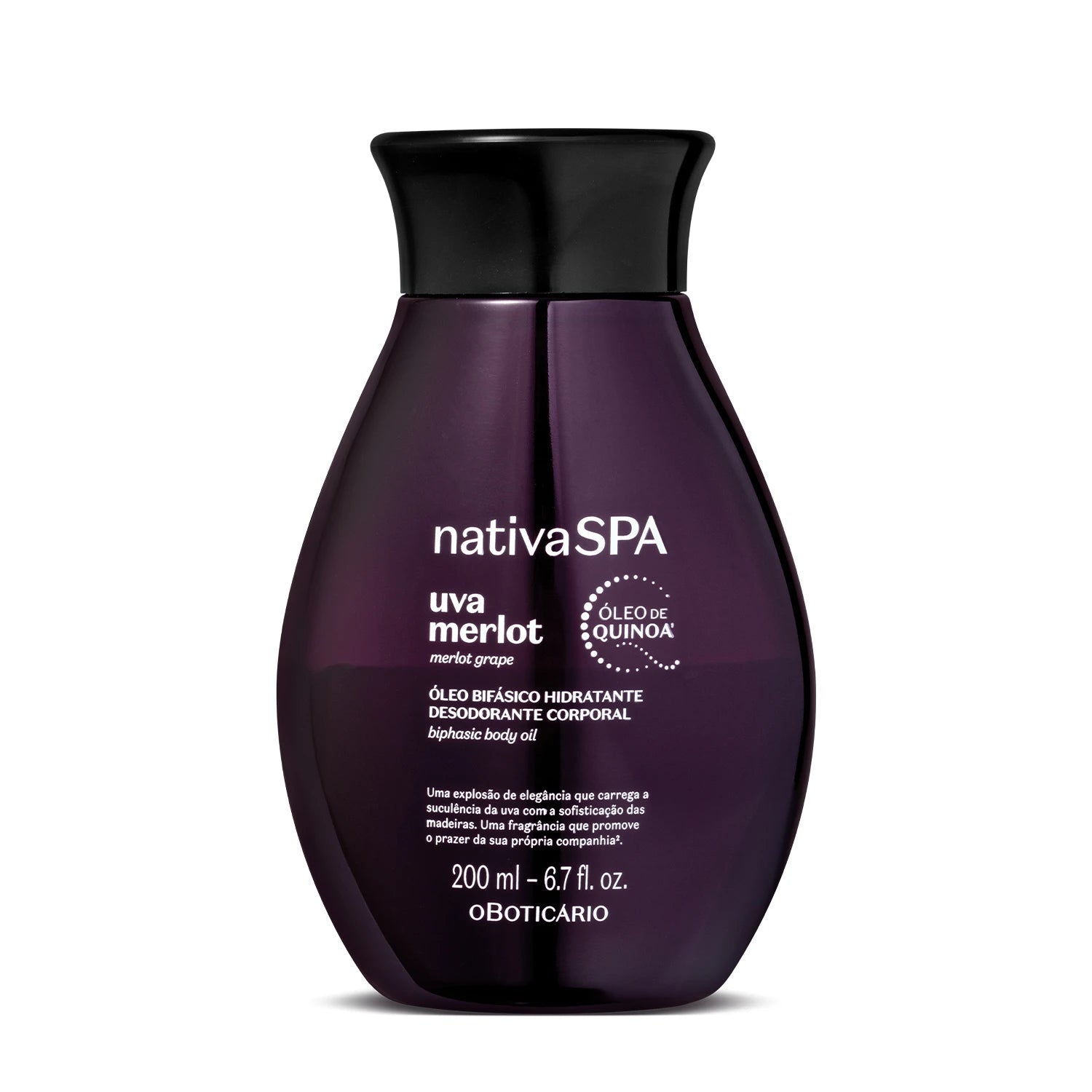 O Boticário Nativa SPA Óleo Bifásico Hidratante Desodorante Corporal Uva Merlot 200ml