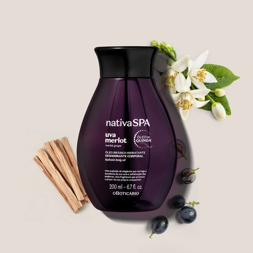 O Boticário Nativa SPA Óleo Bifásico Hidratante Desodorante Corporal Uva Merlot 200ml