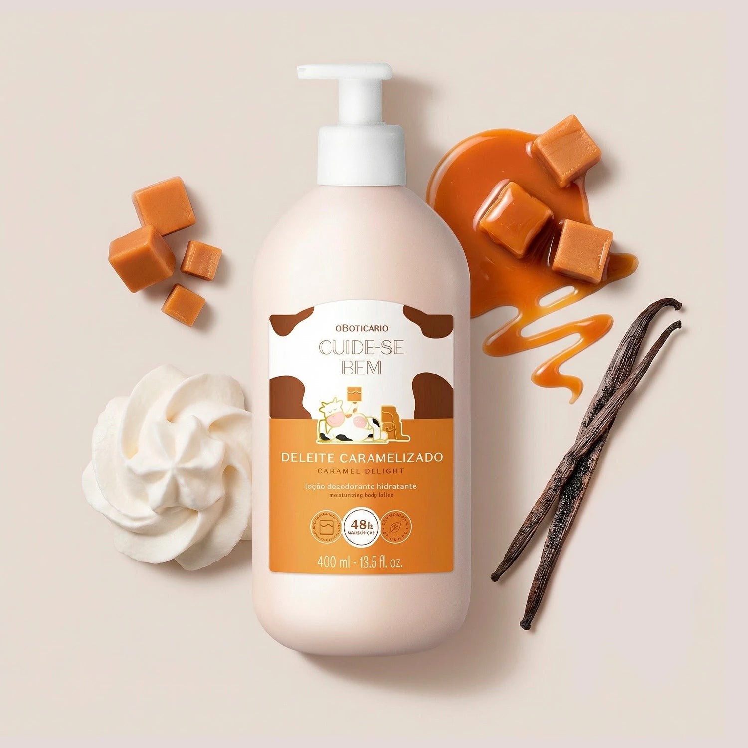 O Boticário Cuide-se Bem Deleite Caramelizado Loção Hidratante Desodorante Corporal 400ml
