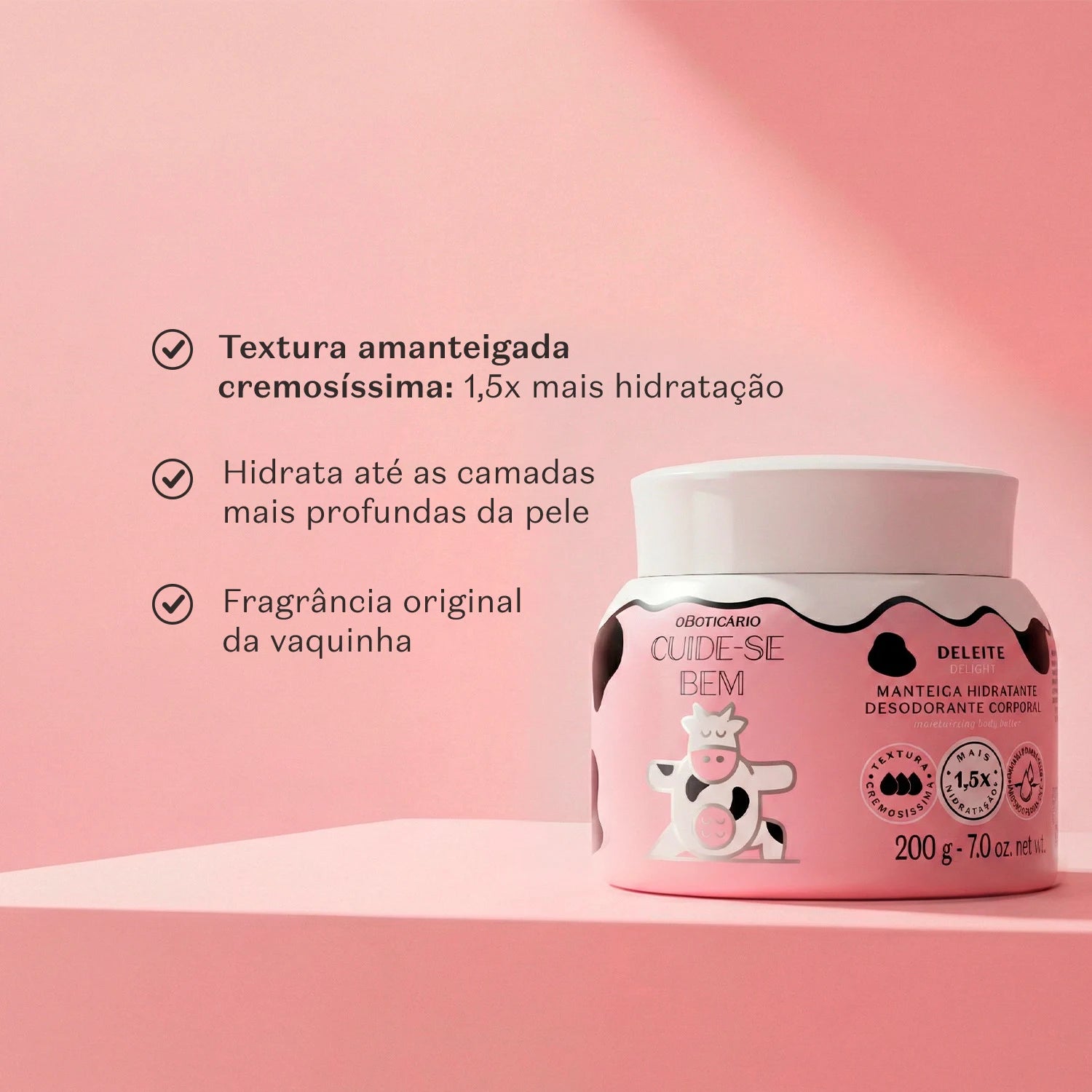 O Boticário Cuide-se Bem Deleite Manteiga Hidratante Desodorante Corporal 200g