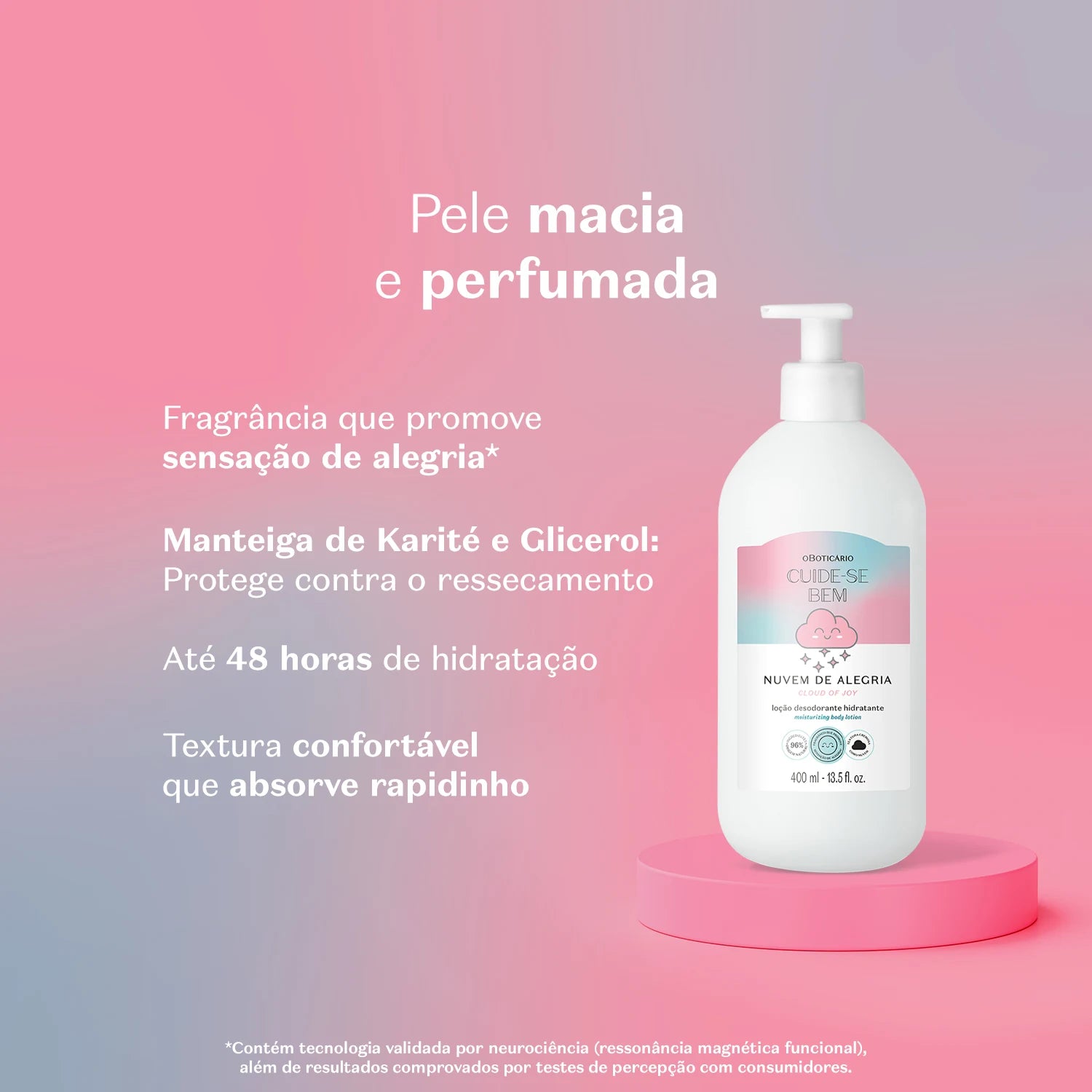 O Boticário Cuide-Se Bem Loção Hidratante Desodorante Corporal Nuvem de Alegria 400ml