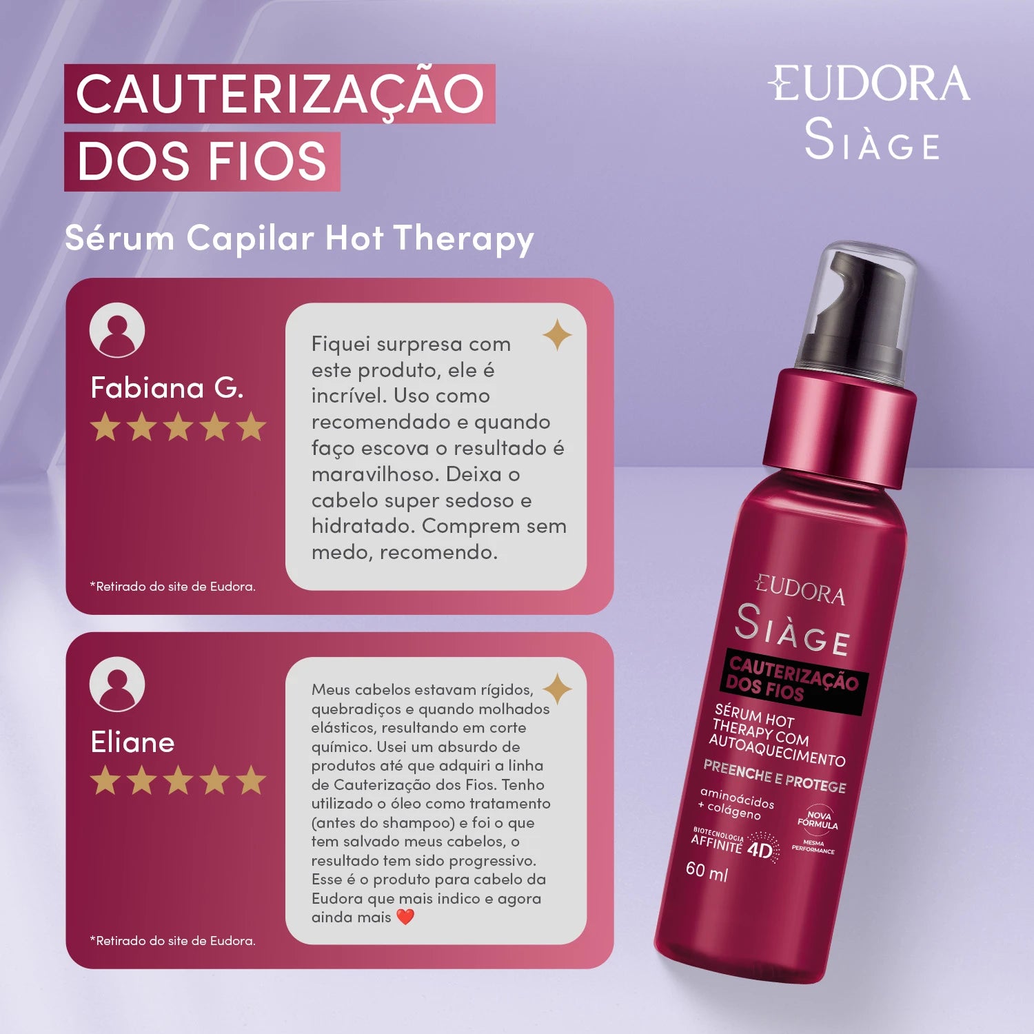 Eudora Siàge Sérum Capilar Hot Therapy Cauterização dos Fios 60ml