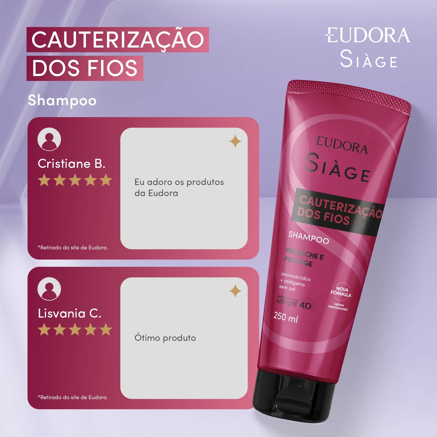 Eudora Siàge Shampoo Cauterização dos Fios 250ml