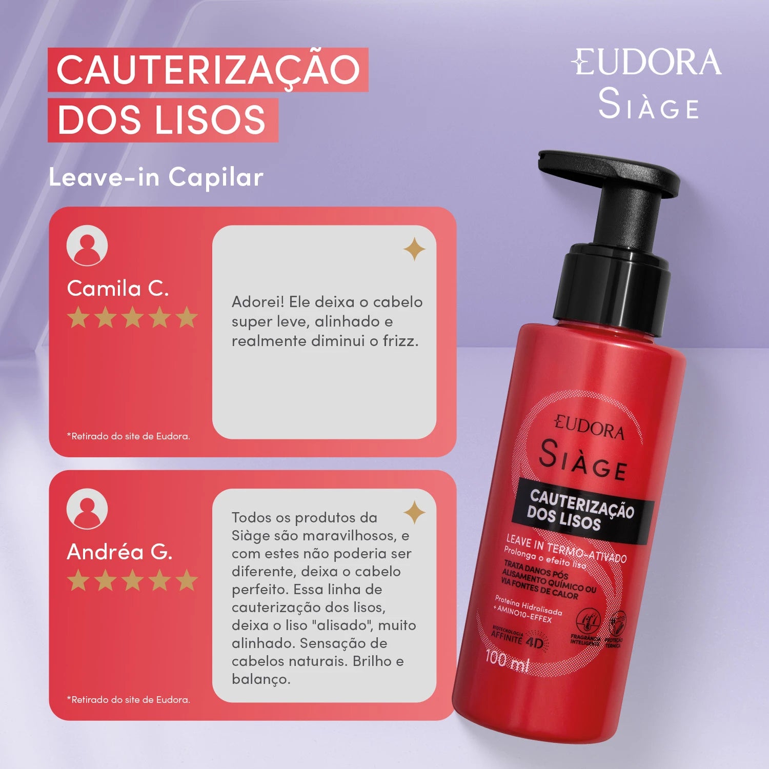 Eudora Siàge Leave-in Termo Ativado Cauterização dos Lisos 100ml