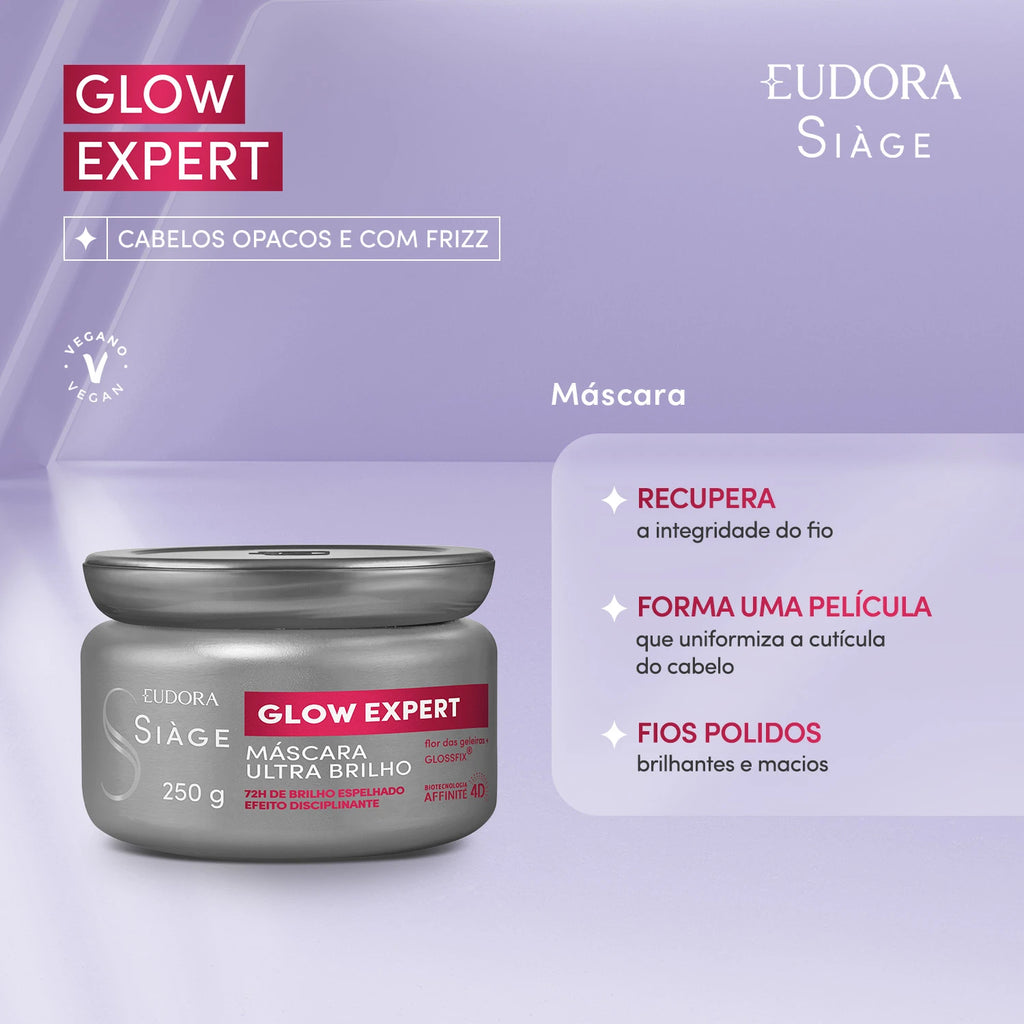 Eudora Siàge Máscara Ultra Brilho Glow Expert 250g