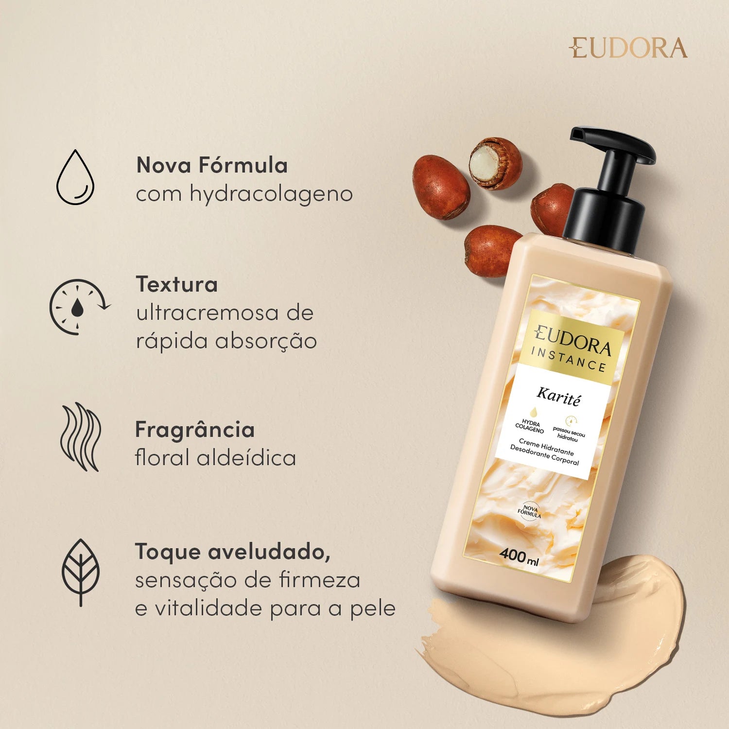 Eudora Creme Hidratante Corporal Instance Karité 400ml