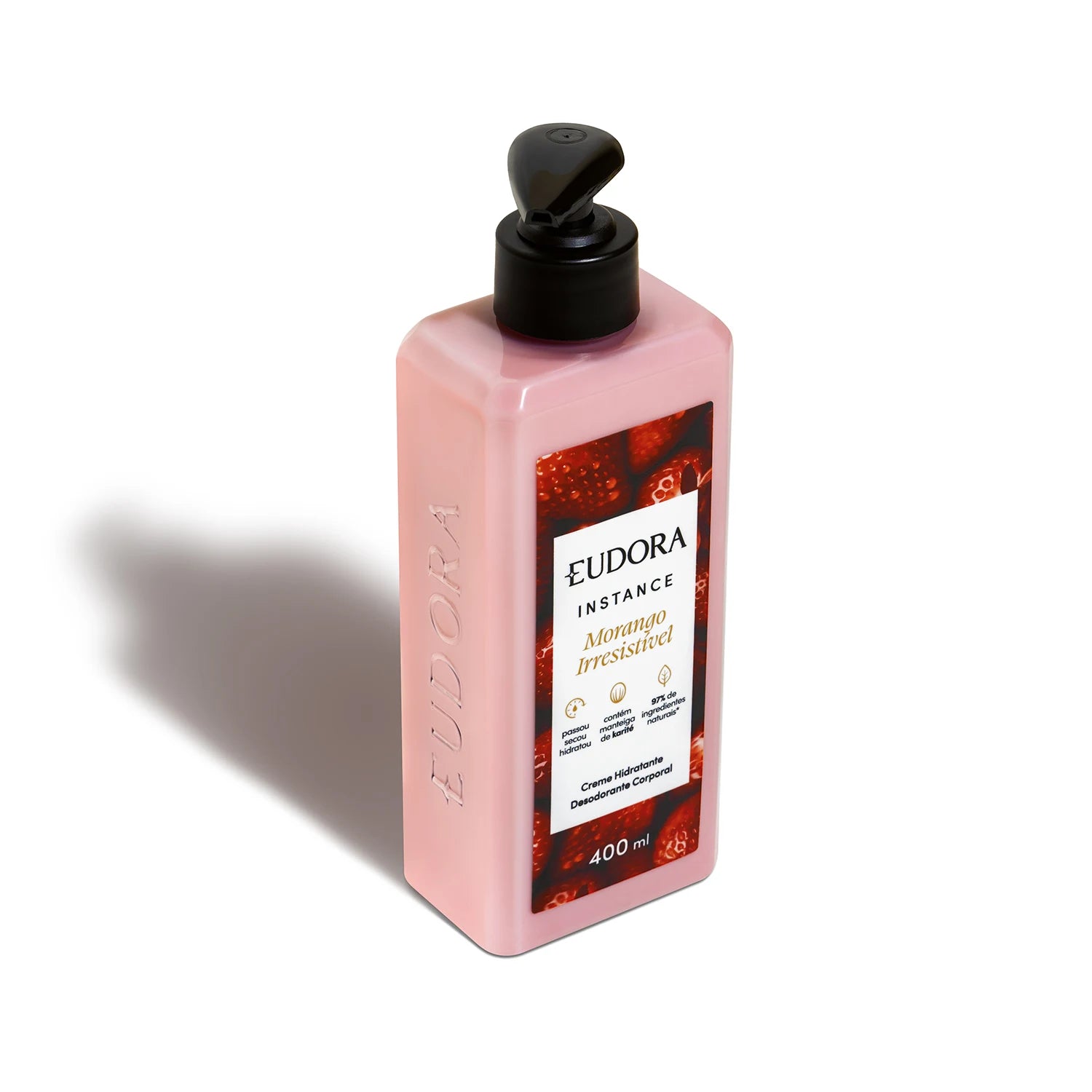 Eudora Instance Morango Irresistível: Creme Hidratante Desodorante Corporal 400ml
