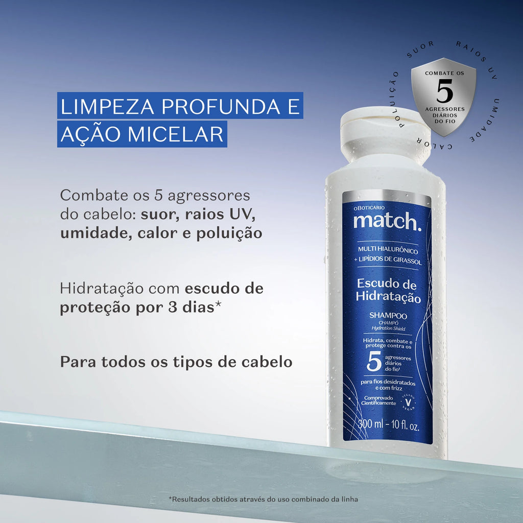 Boticario - Shampoo Match. Escudo De Hidratação 300Ml
