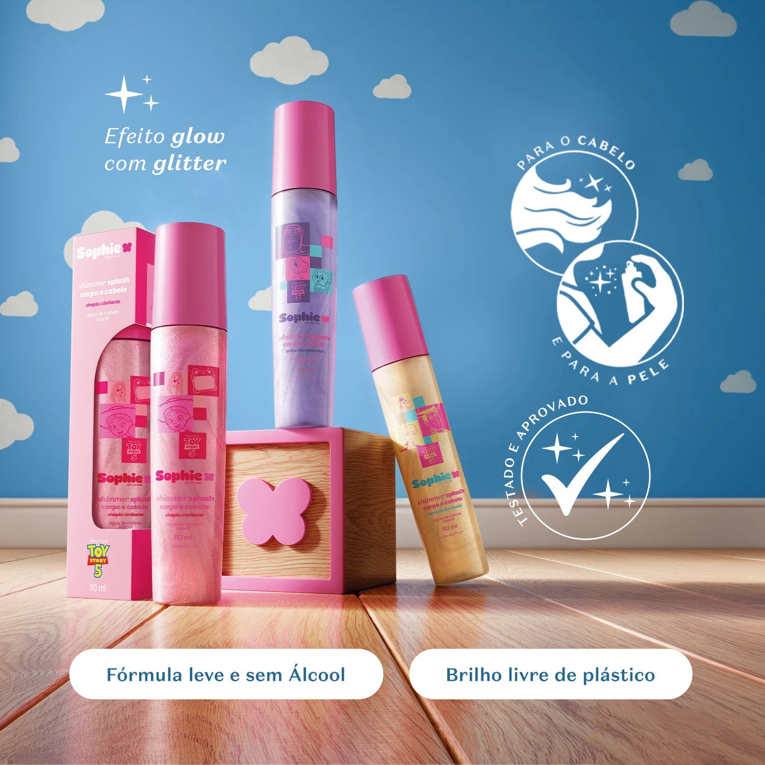 Boticario - Shimmer Splash Corpo E Cabelo Sophie Toy Story 5 Chapéu Cintilante 110Ml